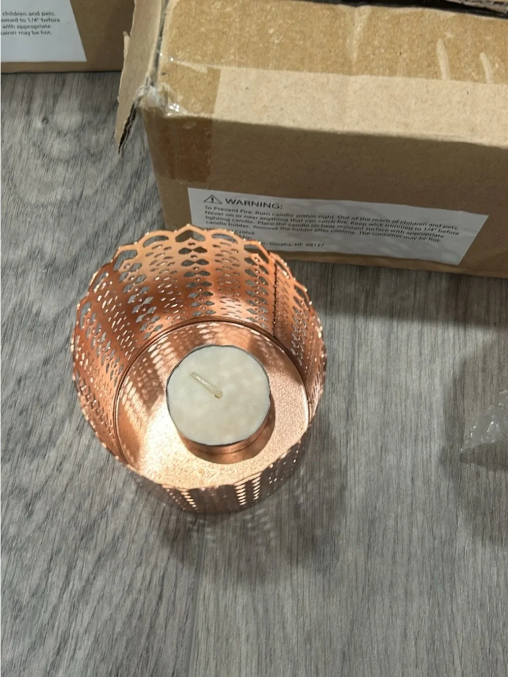 Decorative Copper Metal Votive Holder - Elegant Scalloped Design